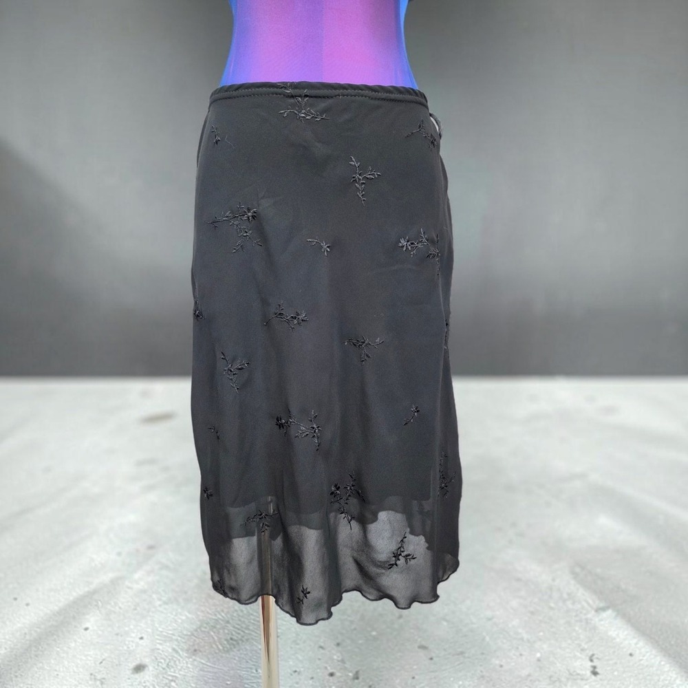 Vintage Indie Sleeze Y2K Pretty Girl of California Black Embroidred Skirt Medium